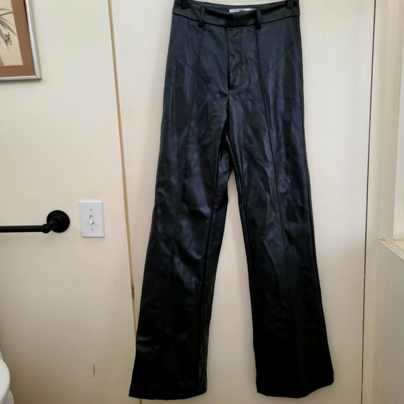 Anthropologie Pants - black  leather Wide-Leg Pants